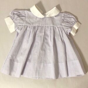 Lilac Purple Striped Peter Pan White Collar Short Sleeve Dress